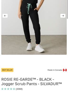 Garde Malade Rosie Re-Garde™ Jogger Scrub Pants in Black with Mint Drawstring